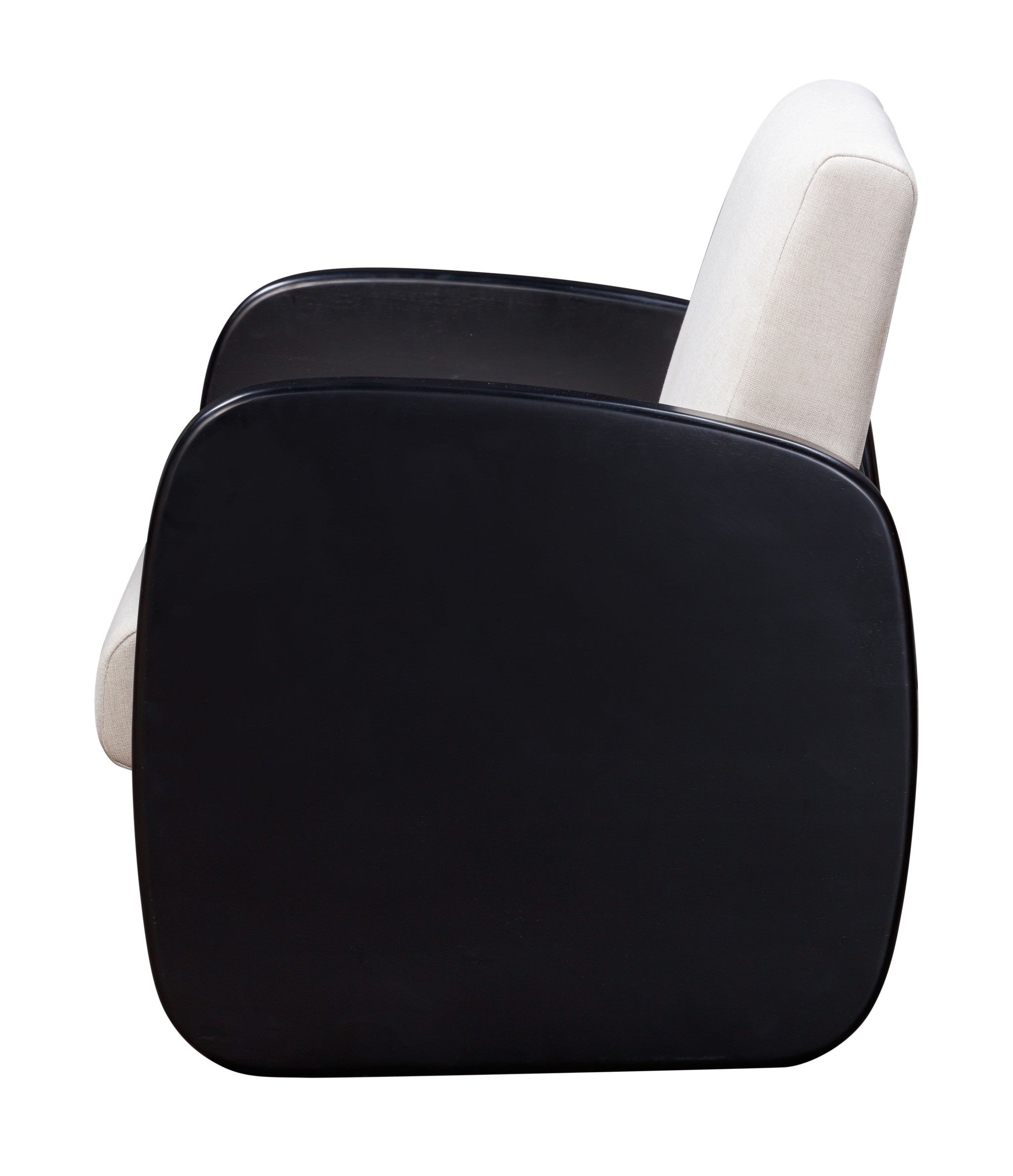 29" White And Black Linen Arm Chair-4