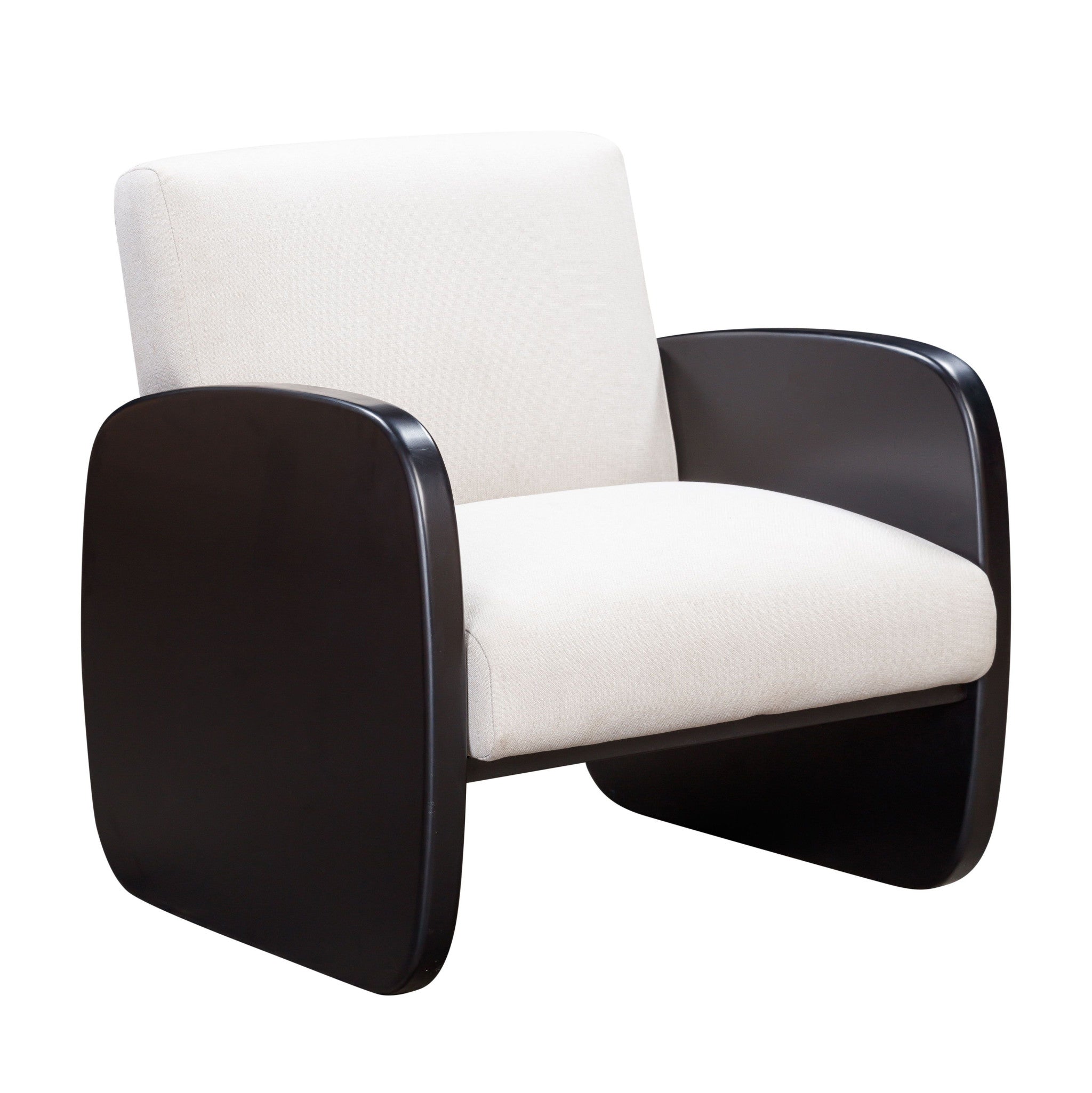 29" White And Black Linen Arm Chair-1
