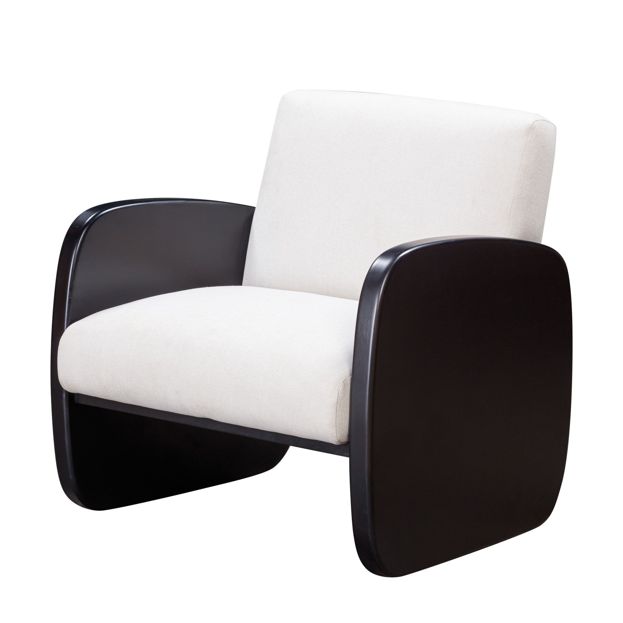 29" White And Black Linen Arm Chair-5