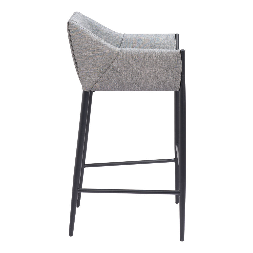 30" Slate Gray And Black Fabric And Steel Bar Height Bar Chair-5