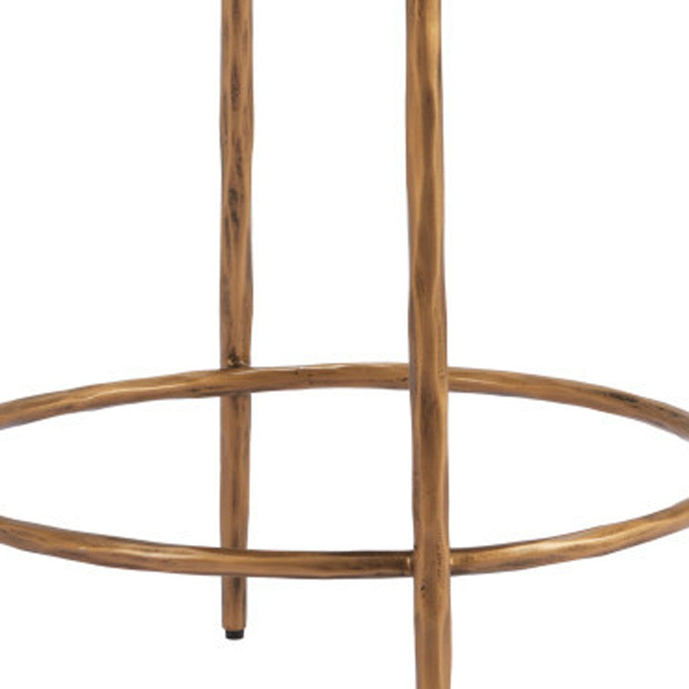 24" Beige and Gold Fabric and Steel Counter Height Swivel Bar Chair-6