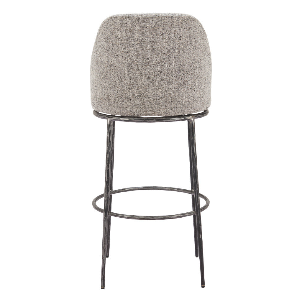 32" Gray And Black Fabric And Steel Bar Height Swivel Bar Chair-4