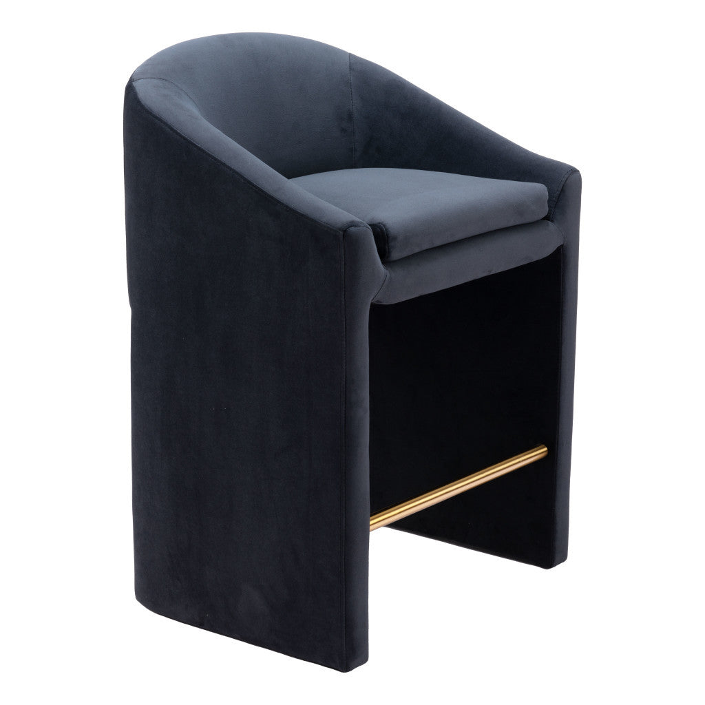 26" Gray and Gold Velvet and Steel Counter Height Bar Chair-6