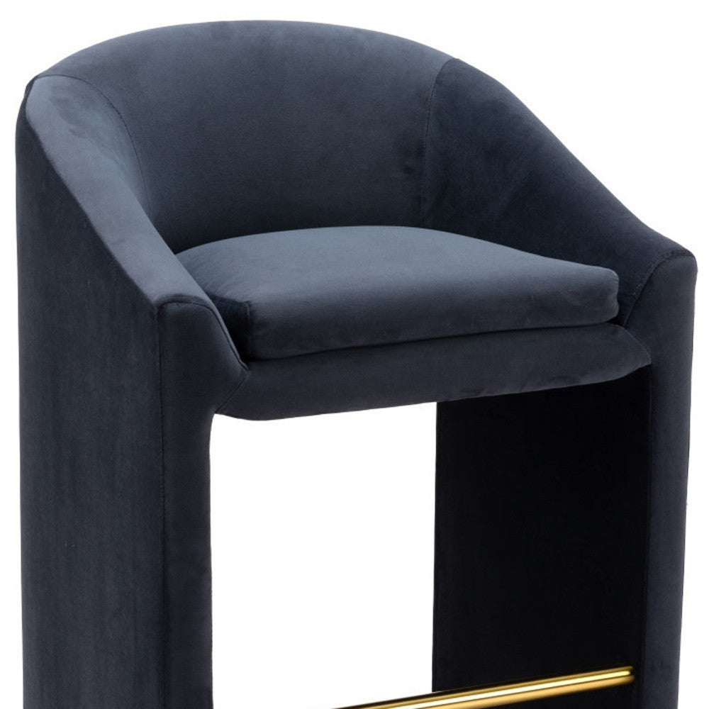 26" Gray and Gold Velvet and Steel Counter Height Bar Chair-8