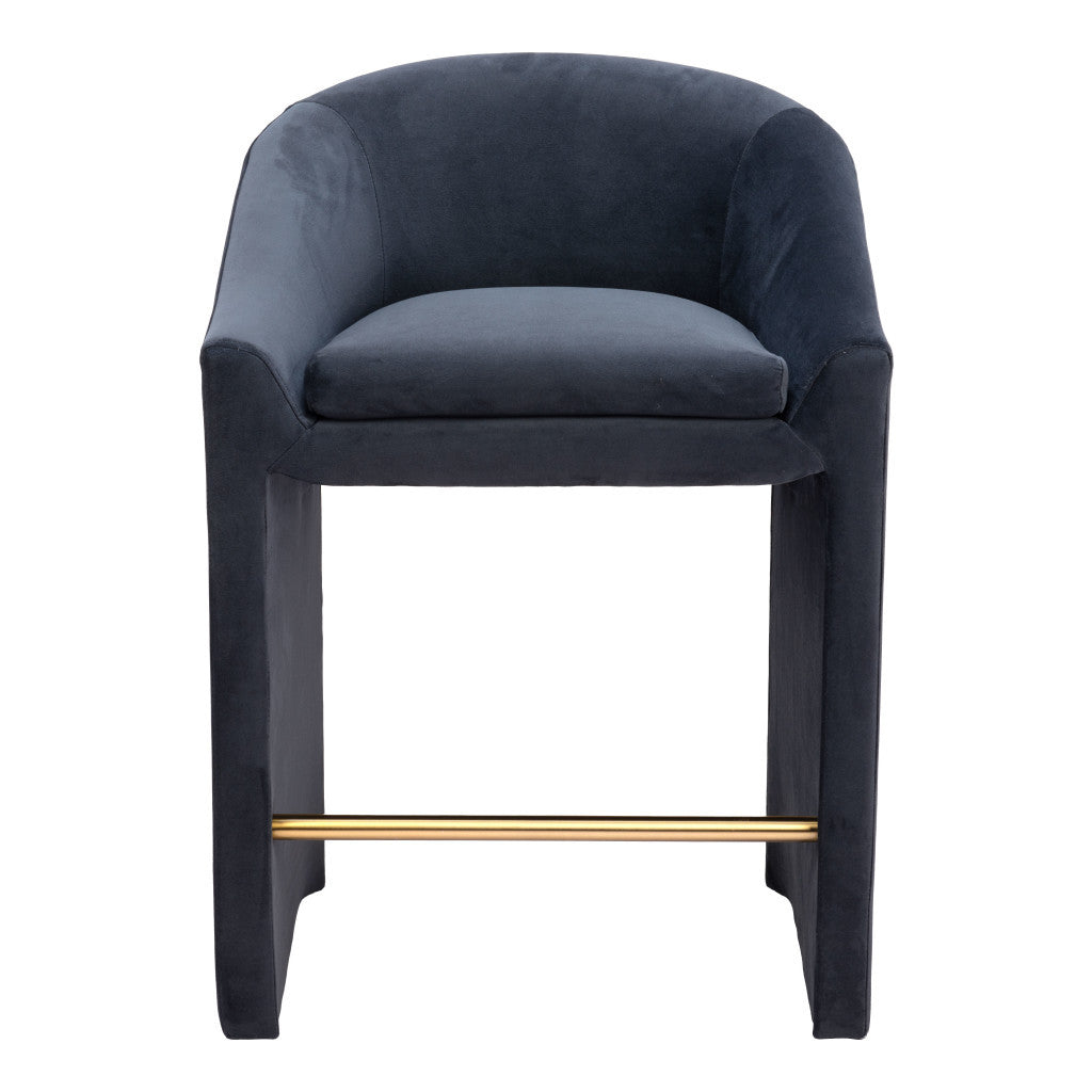 26" Gray and Gold Velvet and Steel Counter Height Bar Chair-3