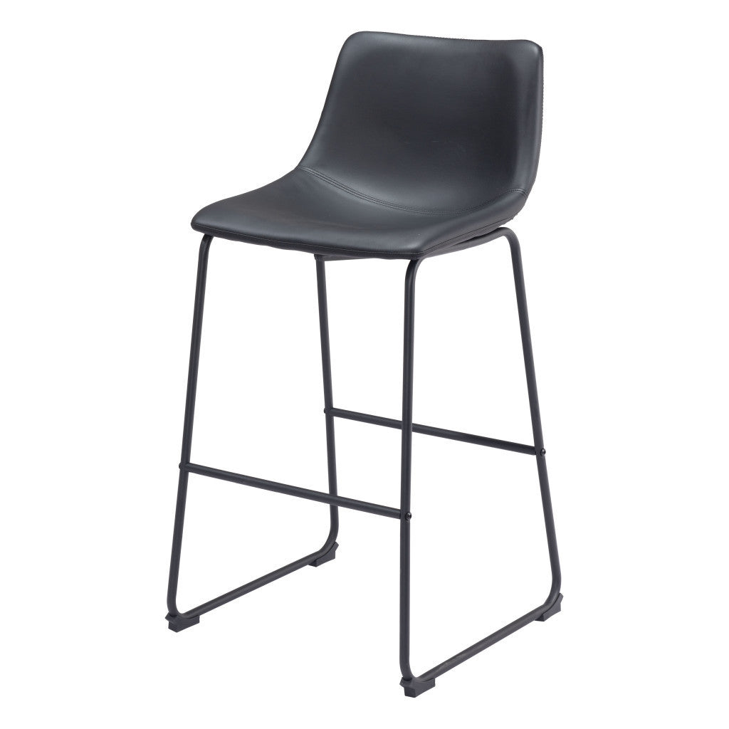 Set of Two 29" Black Faux Leather and Steel Counter Height Bar Chairs-8