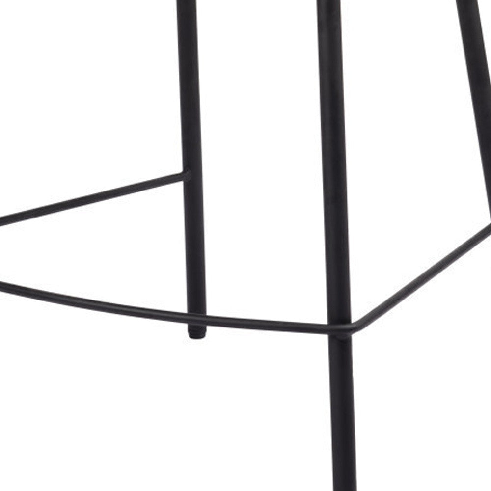 26" Ivory and Black Shearling and Steel Counter Height Bar Chair-7