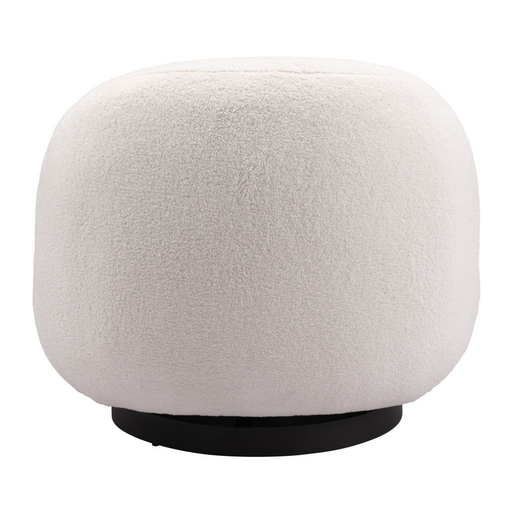 30" Cream And Black Faux Shearling And Upholstered Slipper Chair-4