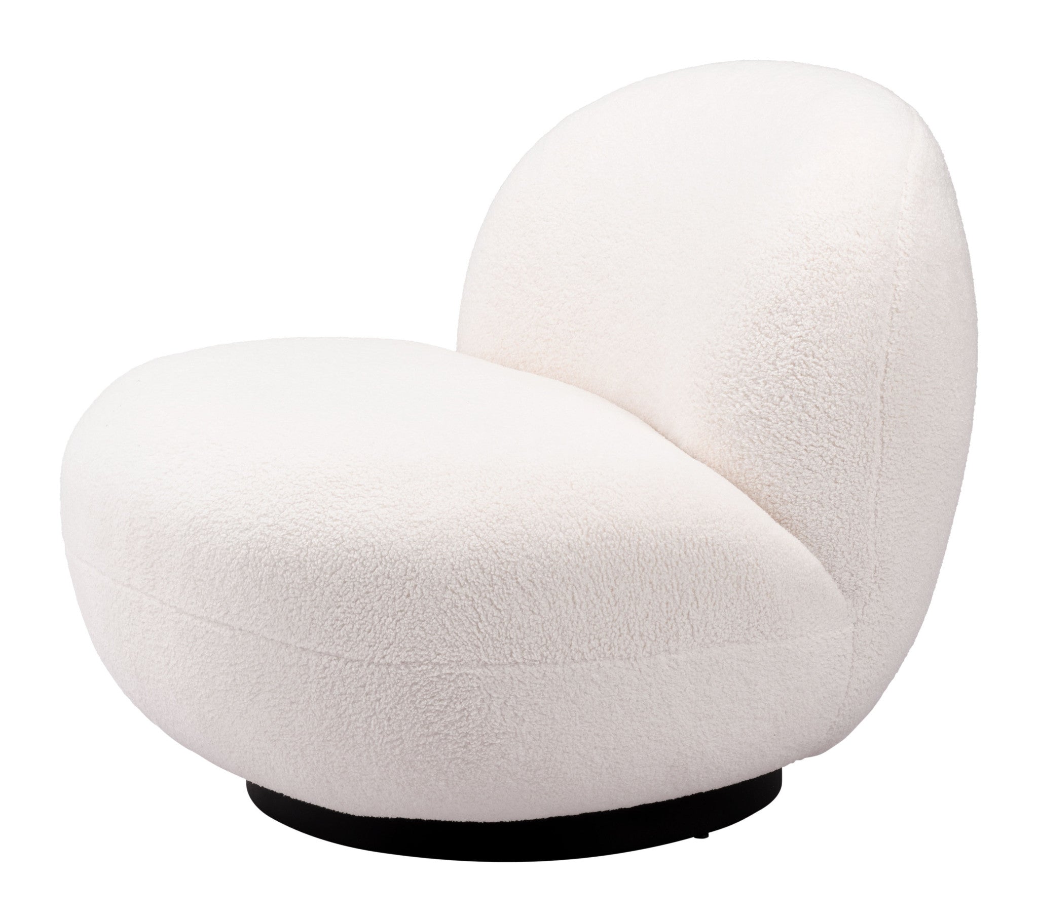 30" Cream And Black Faux Shearling And Upholstered Slipper Chair-6