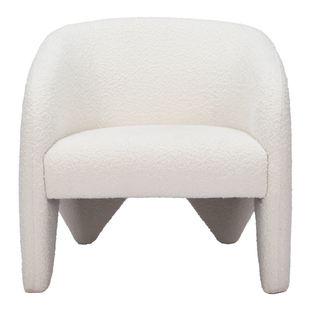 30" White Faux Shearling And Upholstered Arm Chair-3