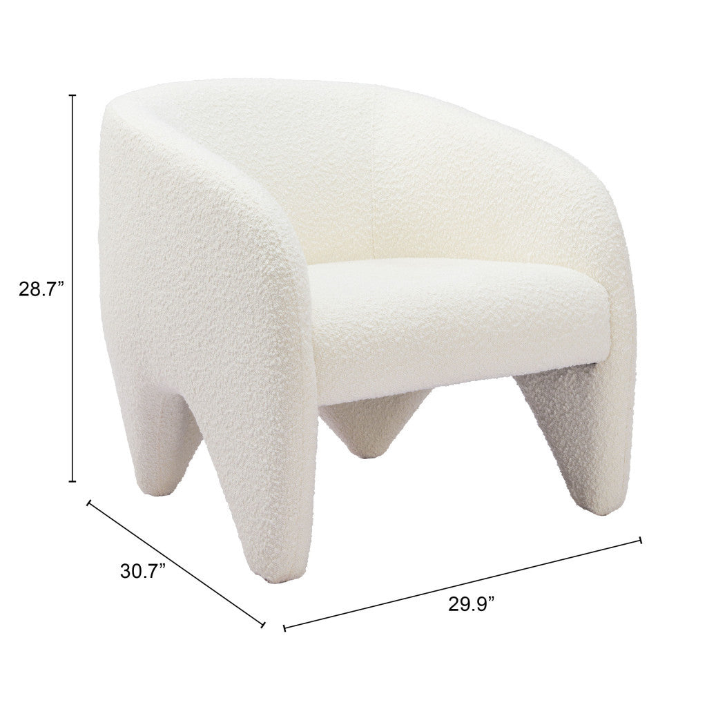 30" White Faux Shearling And Upholstered Arm Chair-8