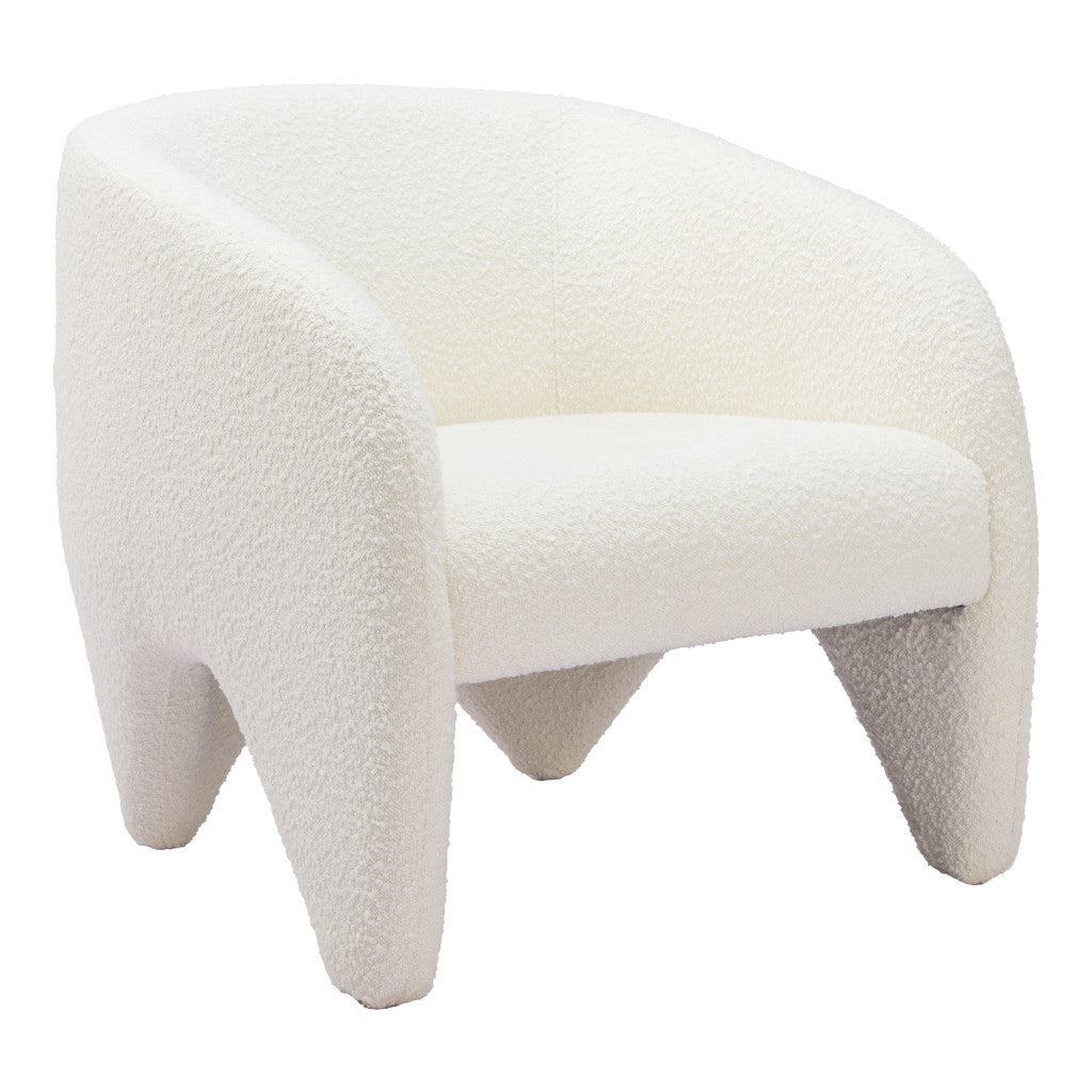 30" White Faux Shearling And Upholstered Arm Chair-0