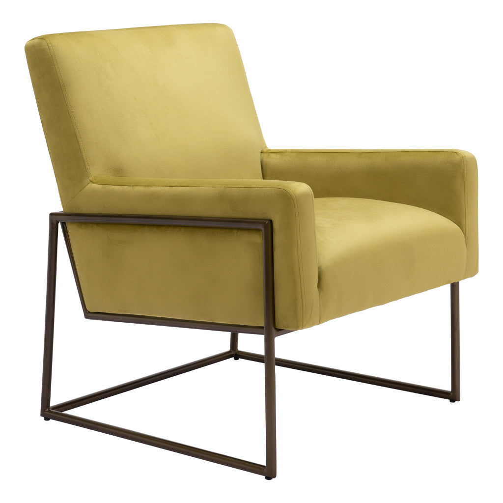 26" Olive Green And Bronze Velvet And Upholstered Arm Chair-7