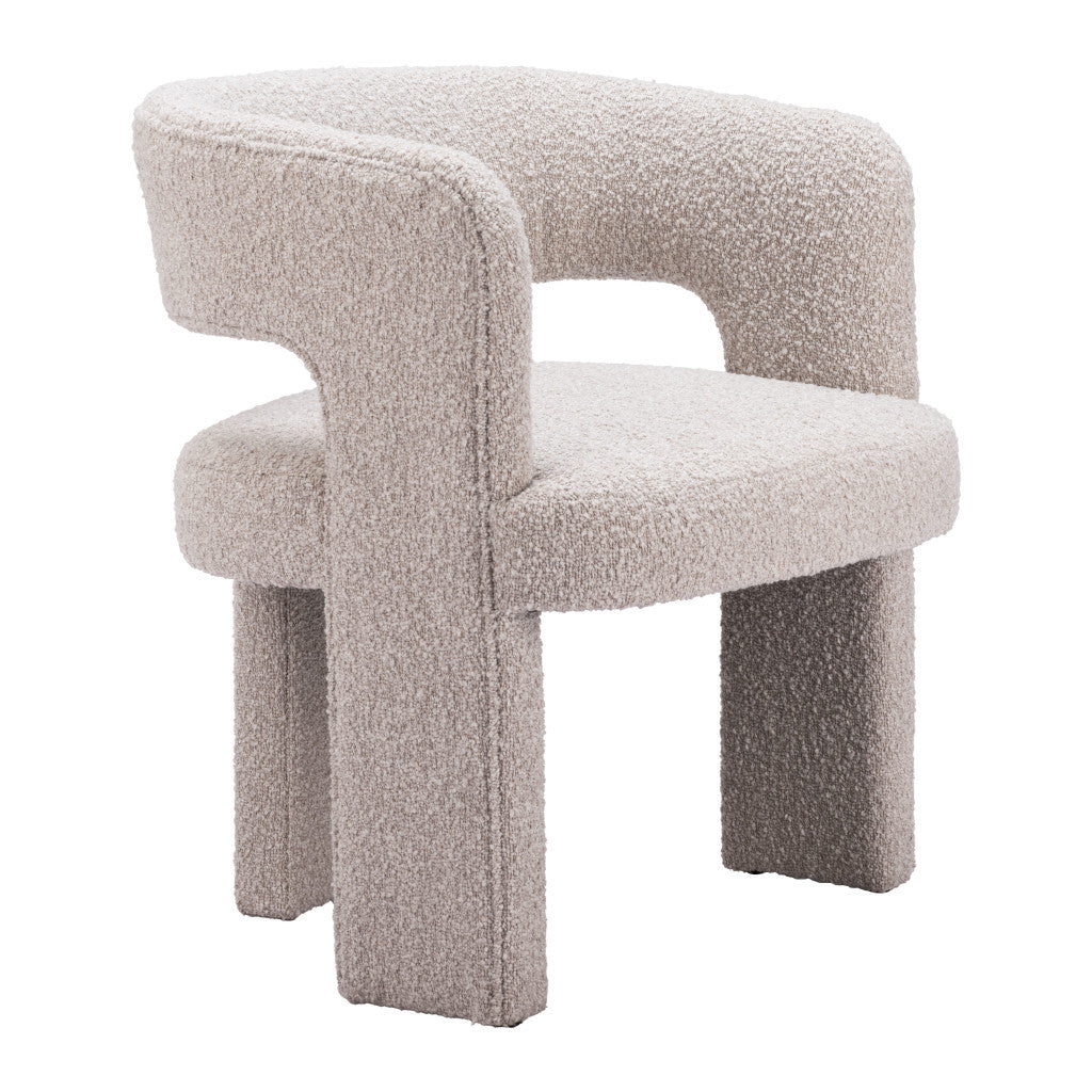 27" Beige Faux Shearling And Upholstered Arm Chair-7