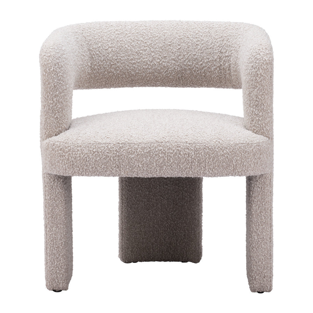 27" Beige Faux Shearling And Upholstered Arm Chair-2