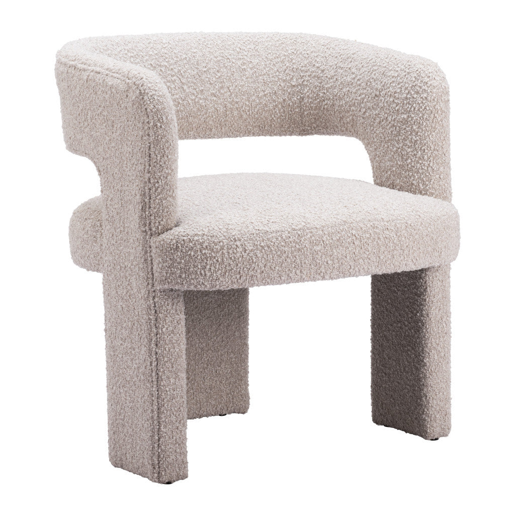 27" Beige Faux Shearling And Upholstered Arm Chair-4