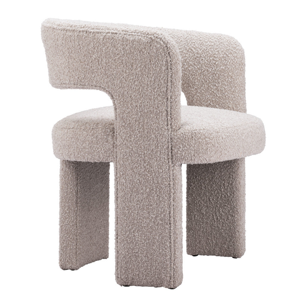 27" Beige Faux Shearling And Upholstered Arm Chair-5