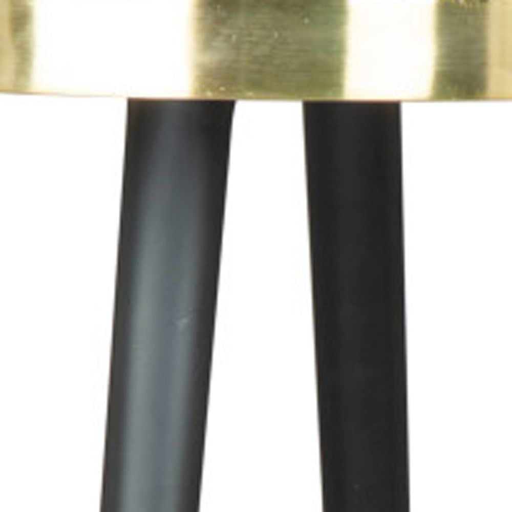 20" Gold and Black Mirrored Glass and Iron Round End Table-7
