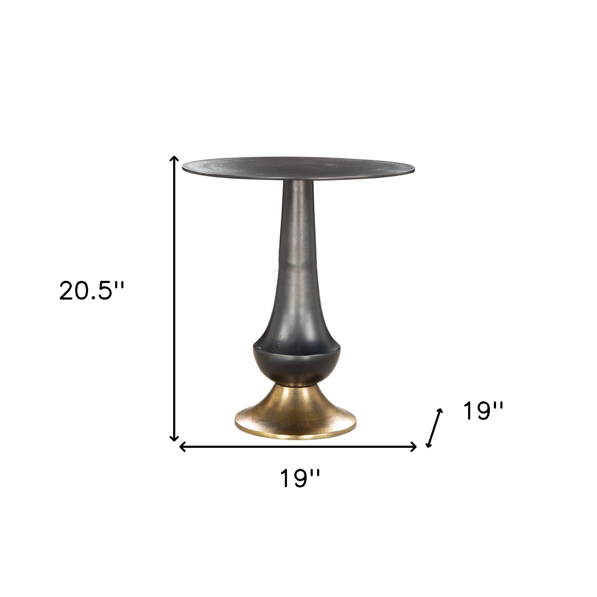 21" Black And Gold Aluminum Round Pedestal End Table-8