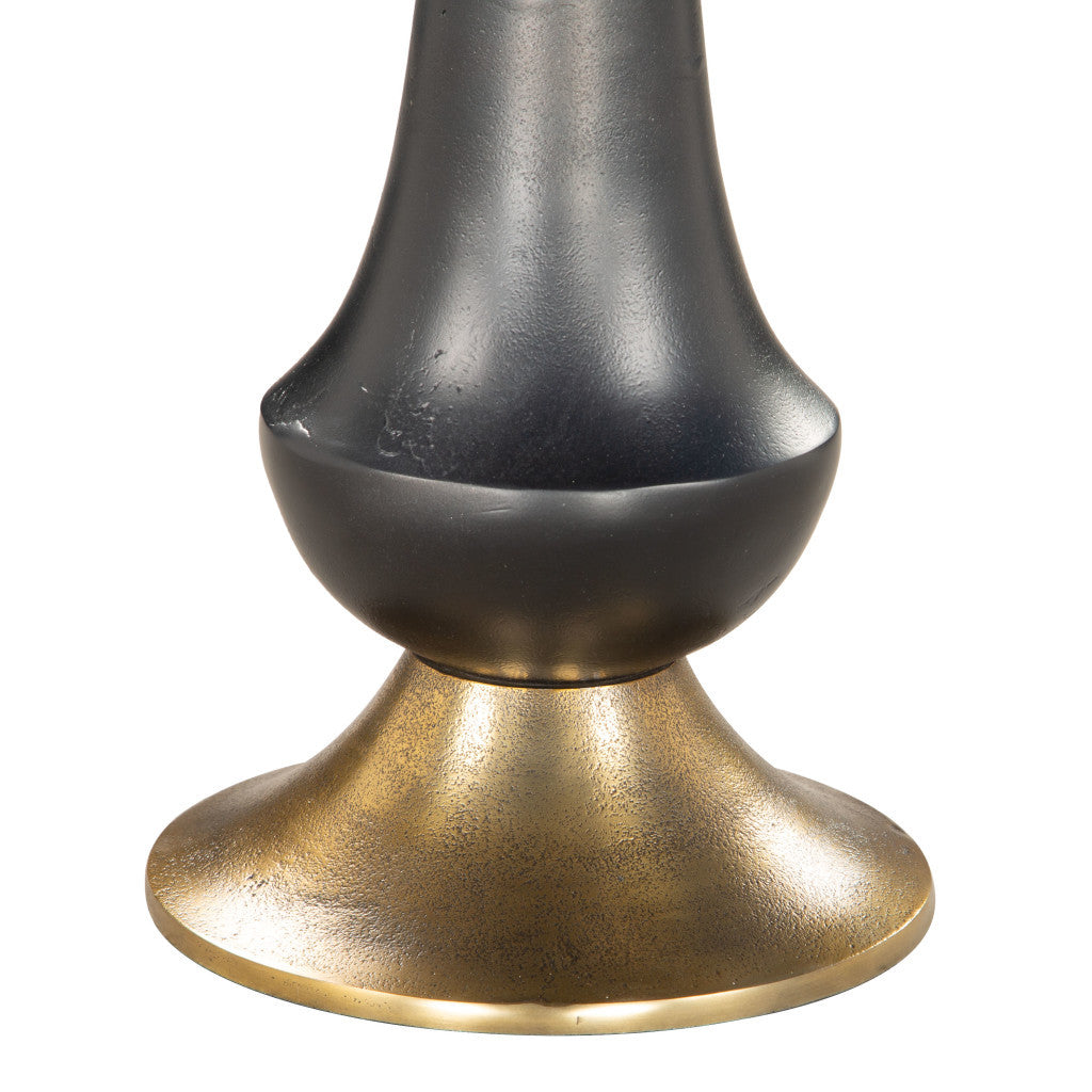21" Black And Gold Aluminum Round Pedestal End Table-6