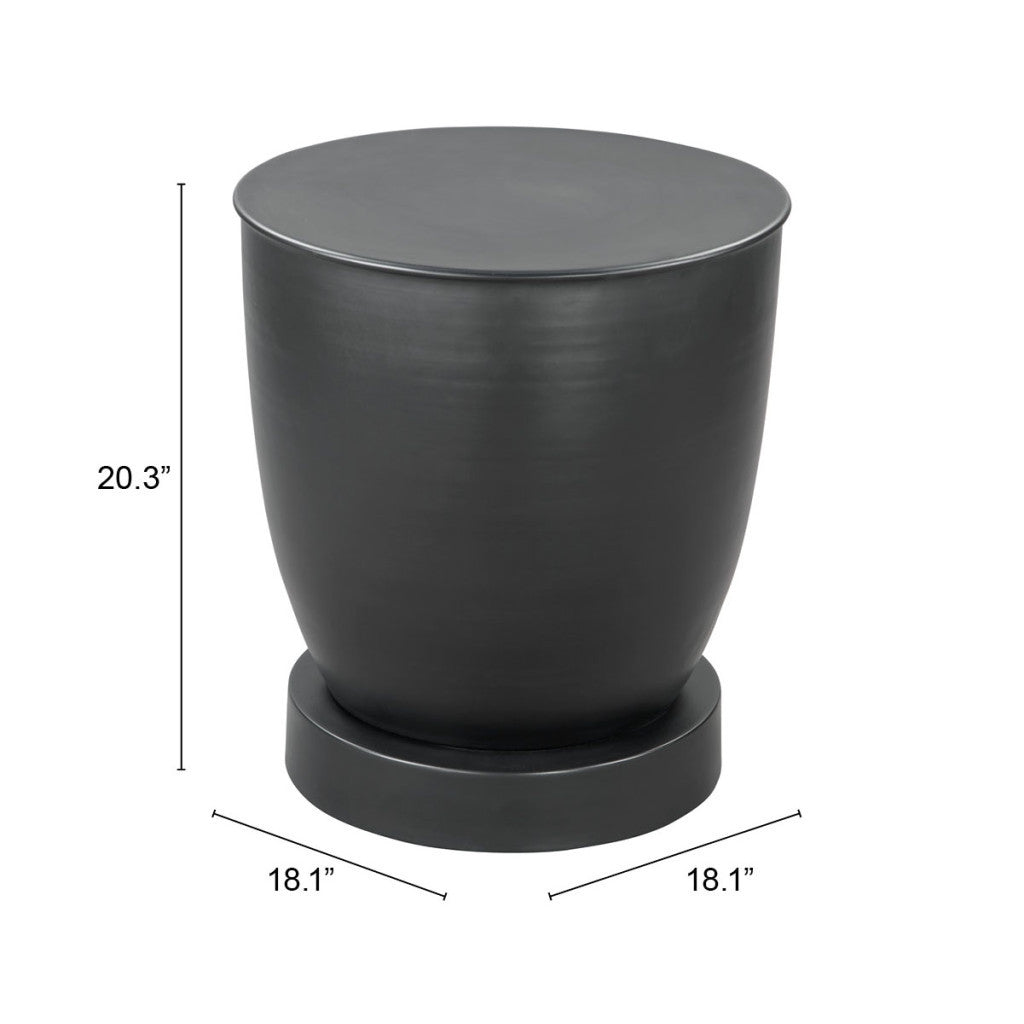 20" Black Iron Round Pedestal End Table-7