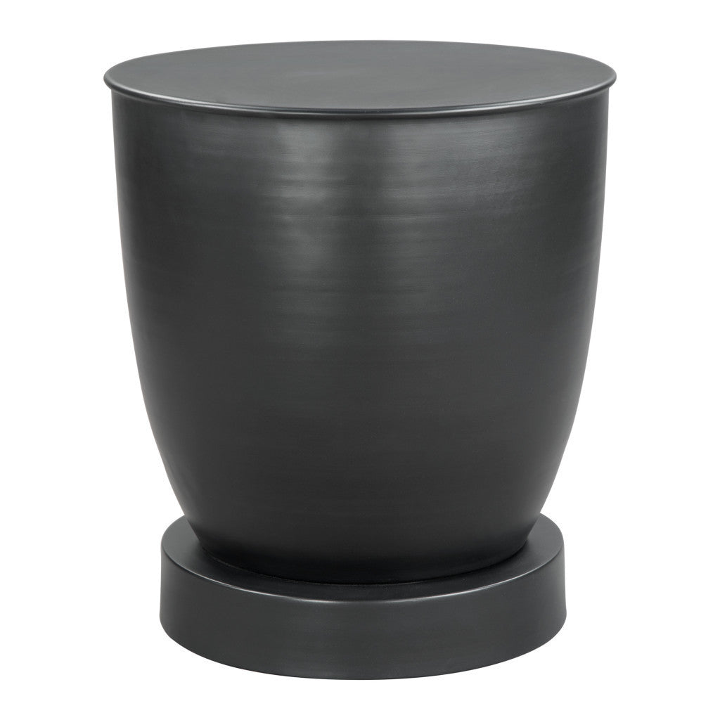 20" Black Iron Round Pedestal End Table-5