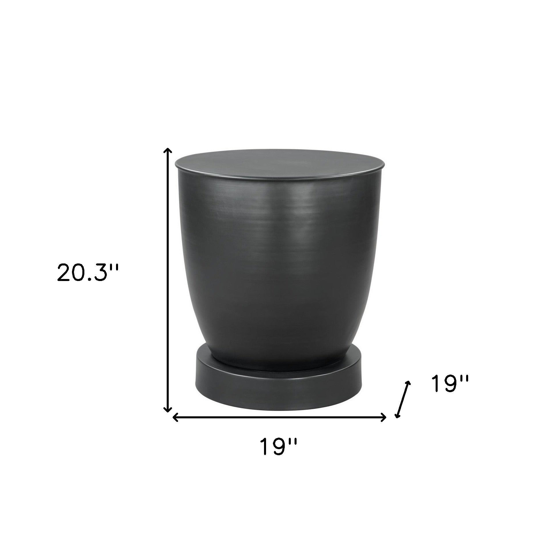 20" Black Iron Round Pedestal End Table-8