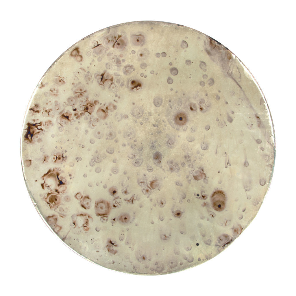 22" Beige Iron Round Block End Table-4