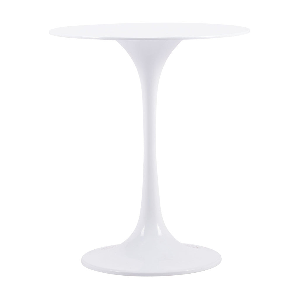 23" White Steel Round Pedestal End Table-4