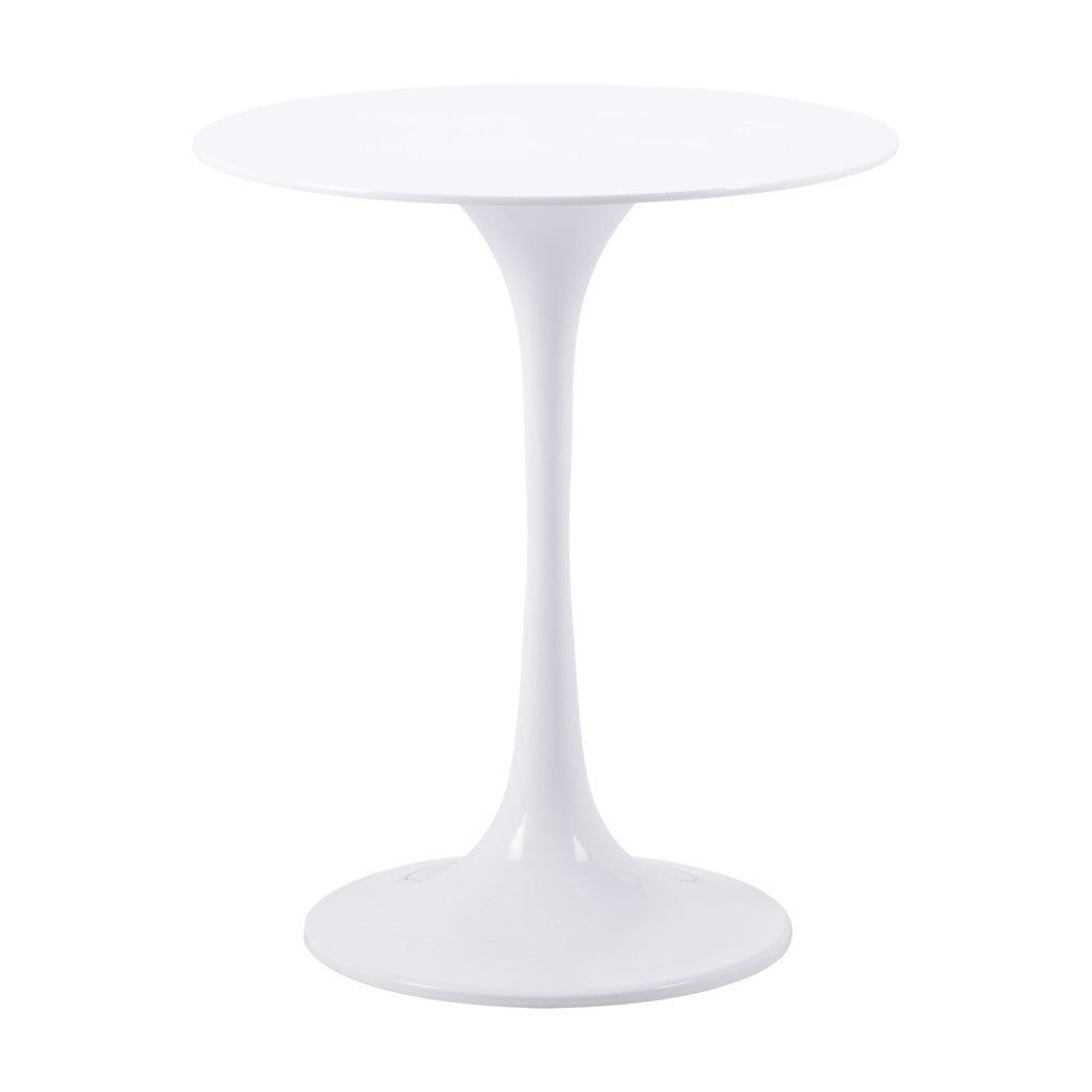 23" White Steel Round Pedestal End Table-0