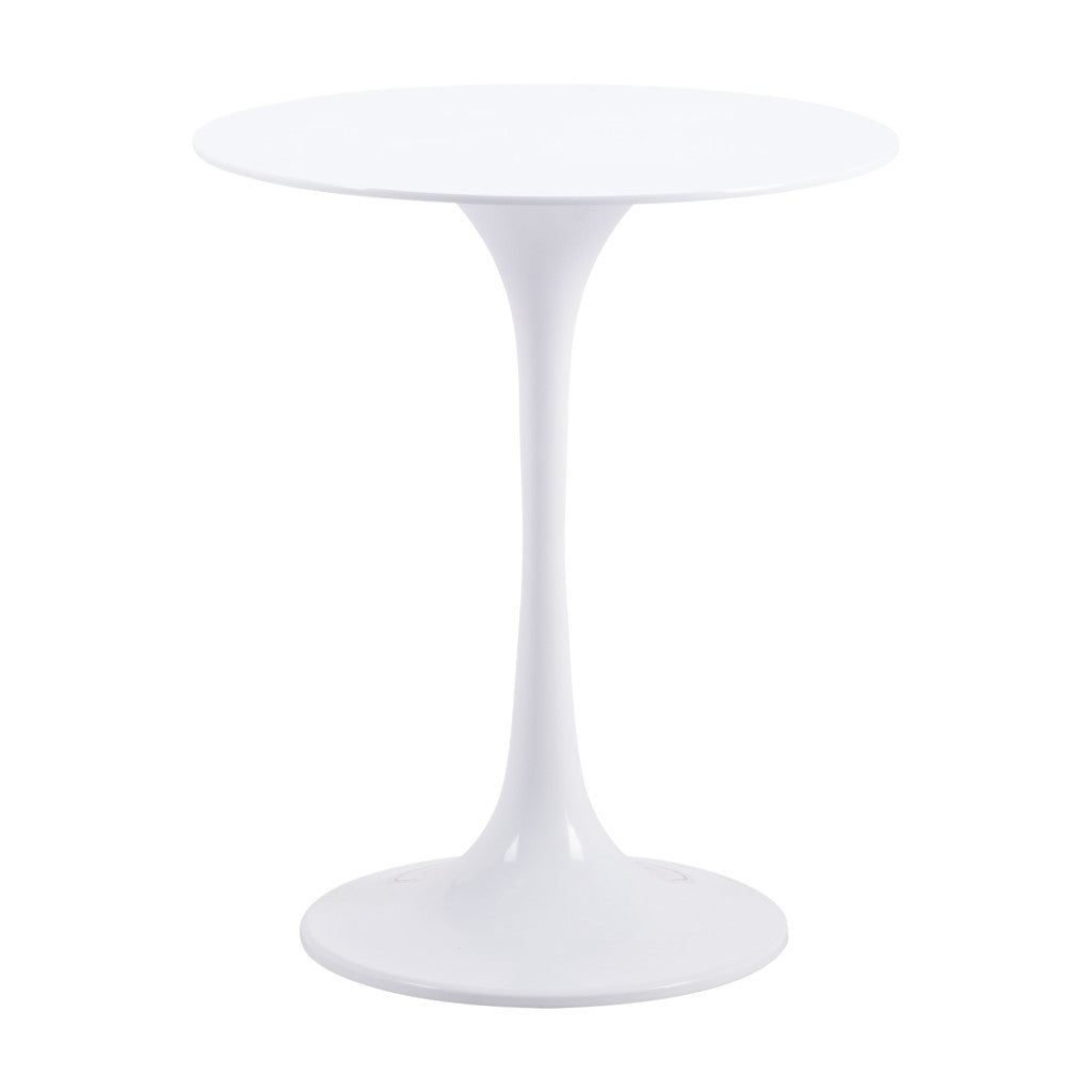 23" White Steel Round Pedestal End Table-3