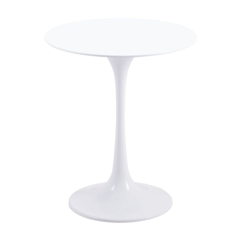 23" White Steel Round Pedestal End Table-5
