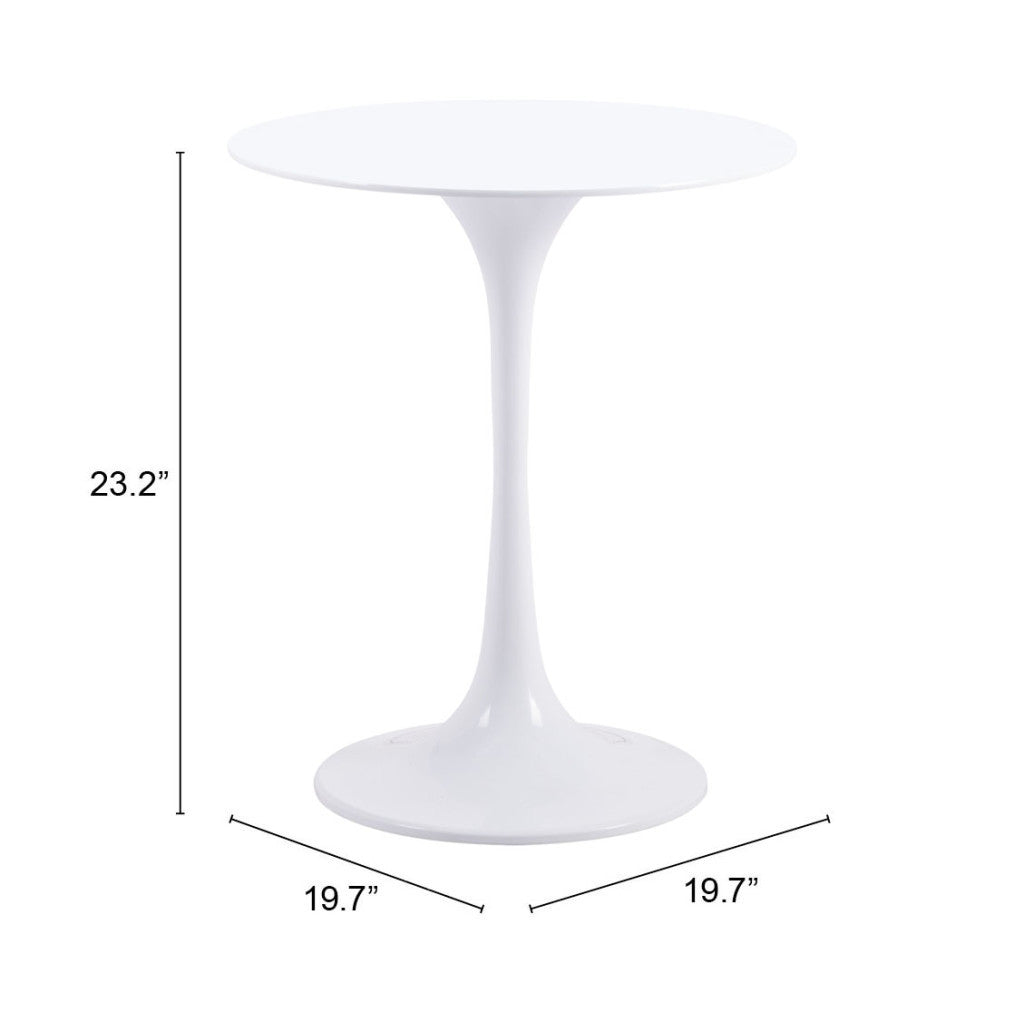 23" White Steel Round Pedestal End Table-7