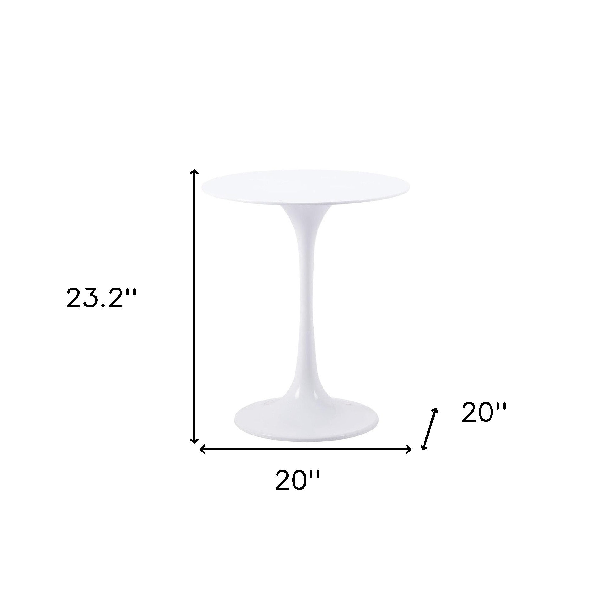 23" White Steel Round Pedestal End Table-8