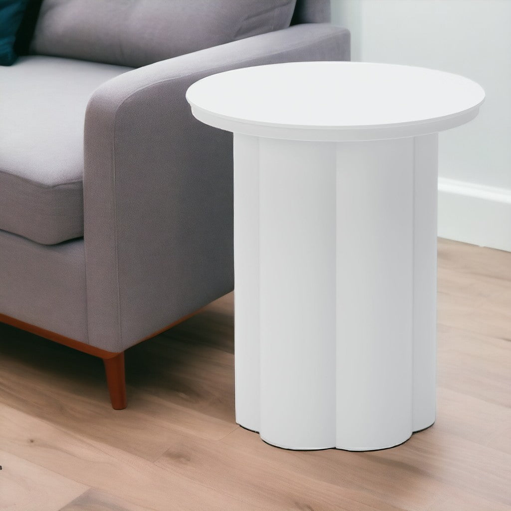 19" White Aluminum Round Pedestal End Table-1