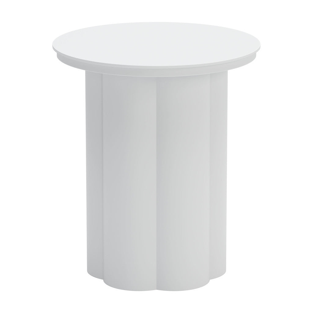 19" White Aluminum Round Pedestal End Table-0