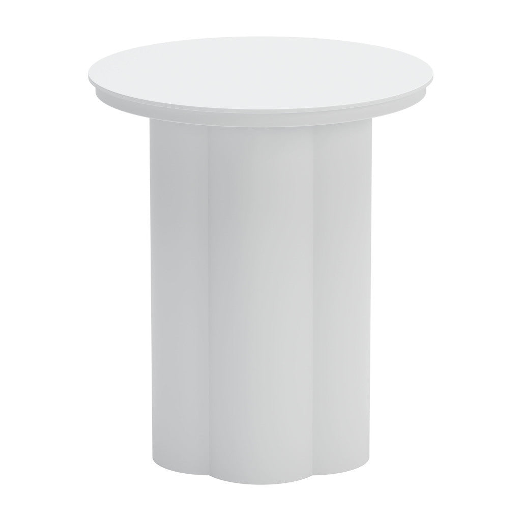 19" White Aluminum Round Pedestal End Table-2