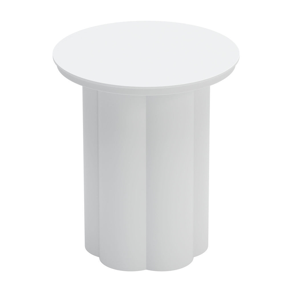 19" White Aluminum Round Pedestal End Table-3