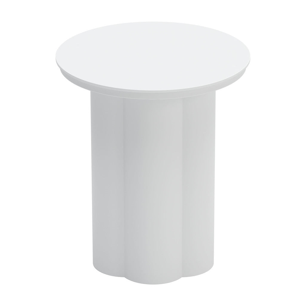 19" White Aluminum Round Pedestal End Table-4