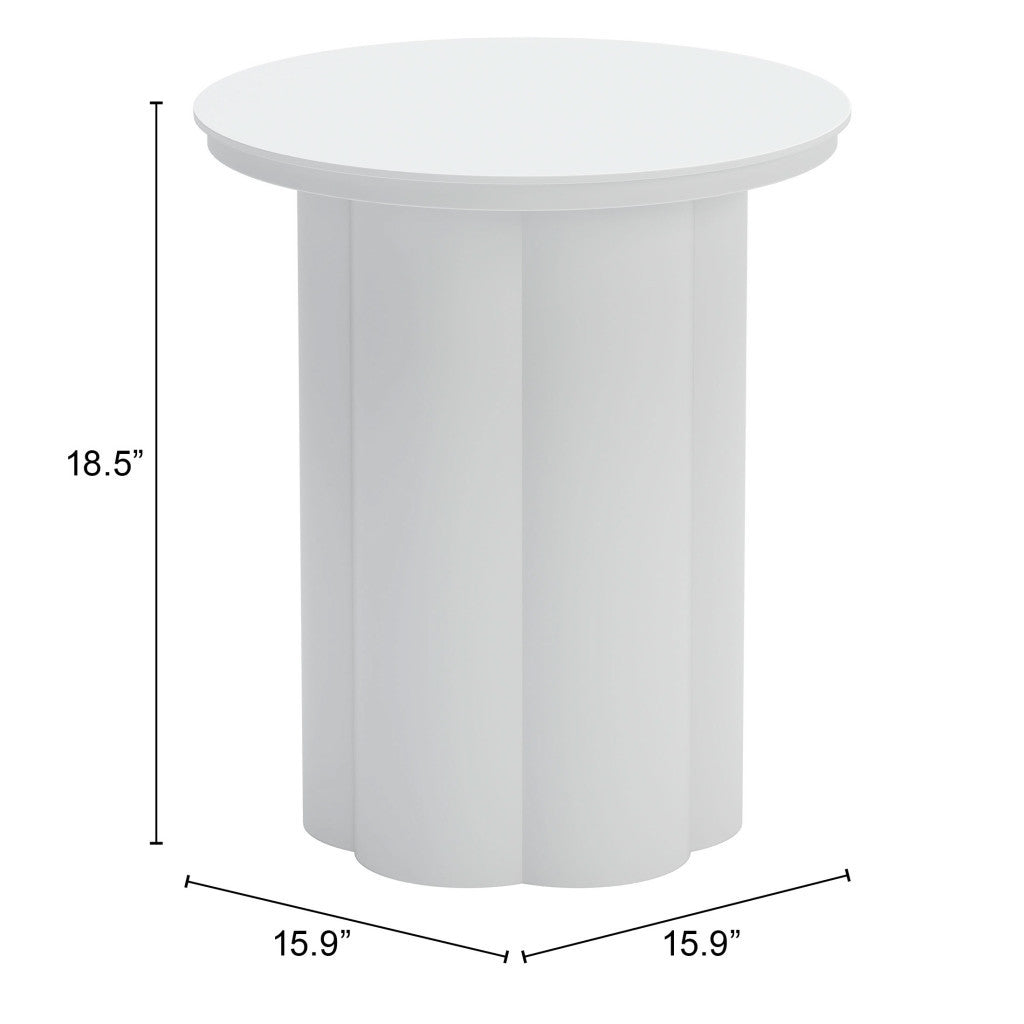 19" White Aluminum Round Pedestal End Table-8