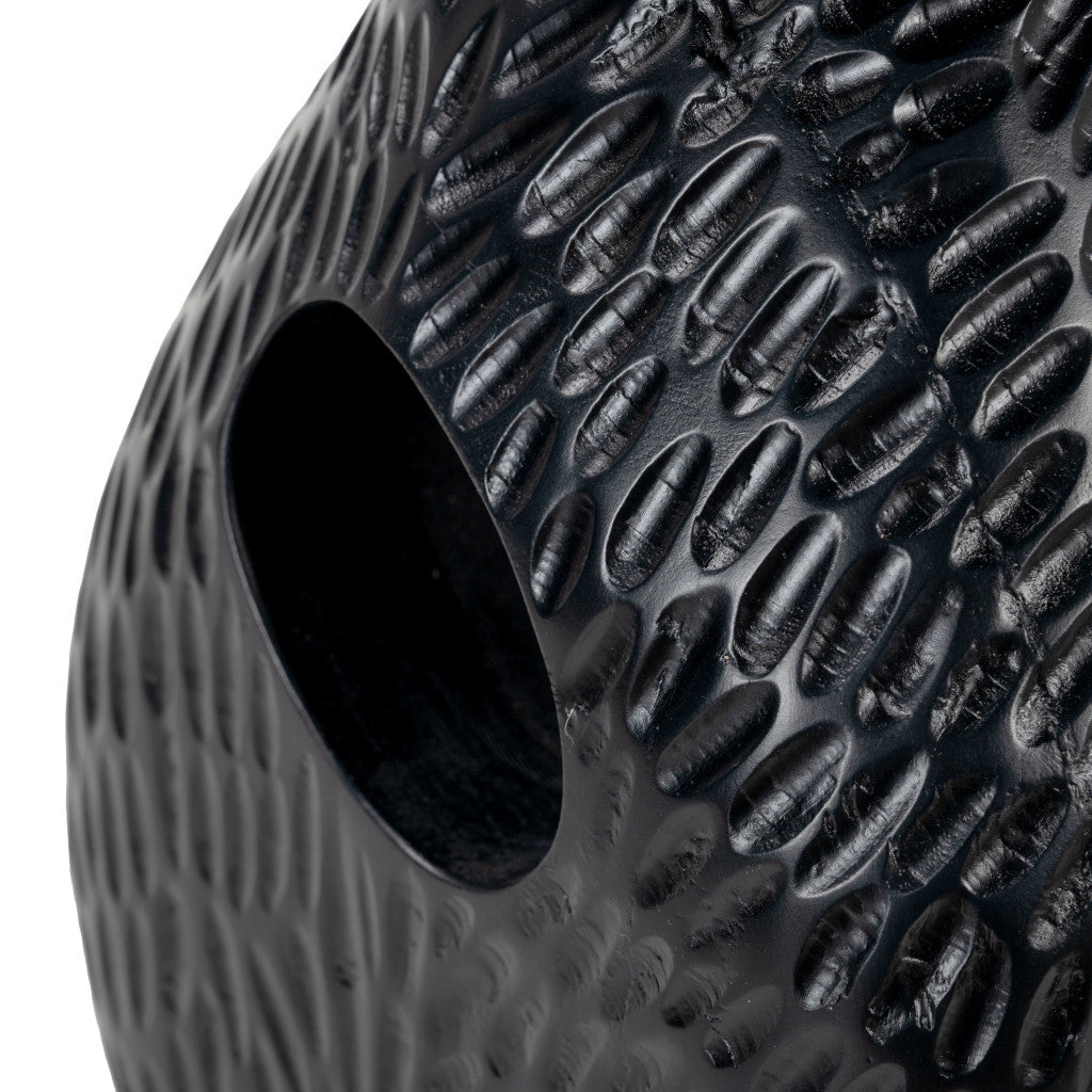 20" Black Solid Wood Round Pedestal End Table-8