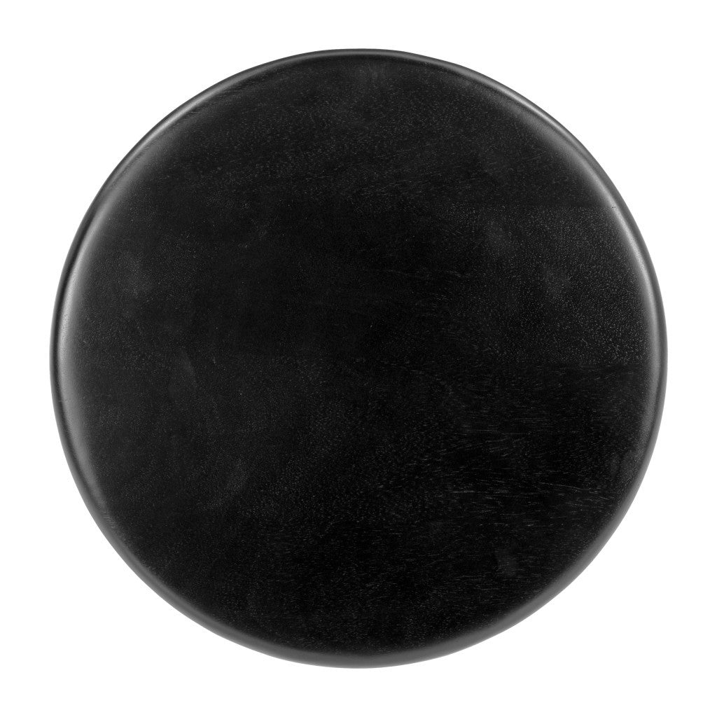 20" Black Solid Wood Round Pedestal End Table-5