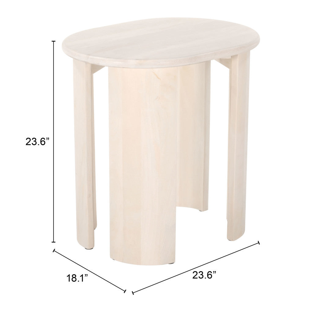 24" Natural Solid Wood Oval End Table-7