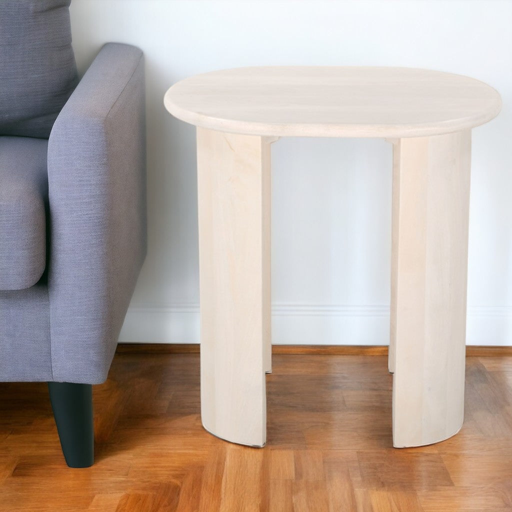 24" Natural Solid Wood Oval End Table-1