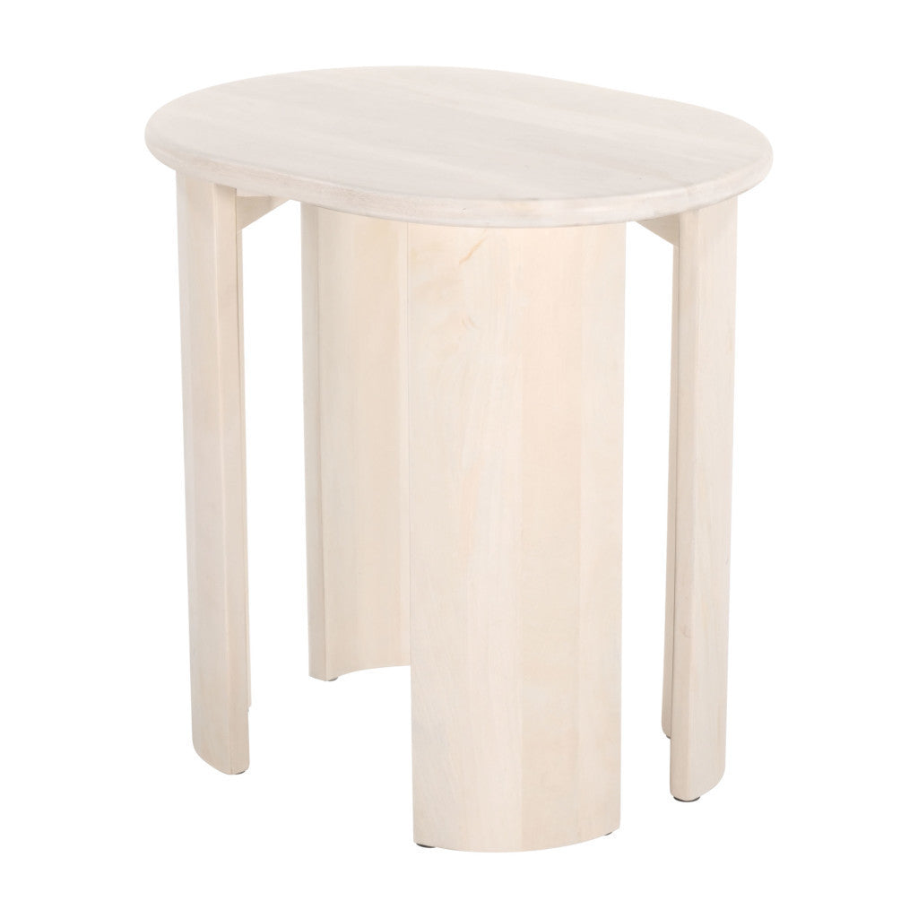 24" Natural Solid Wood Oval End Table-6