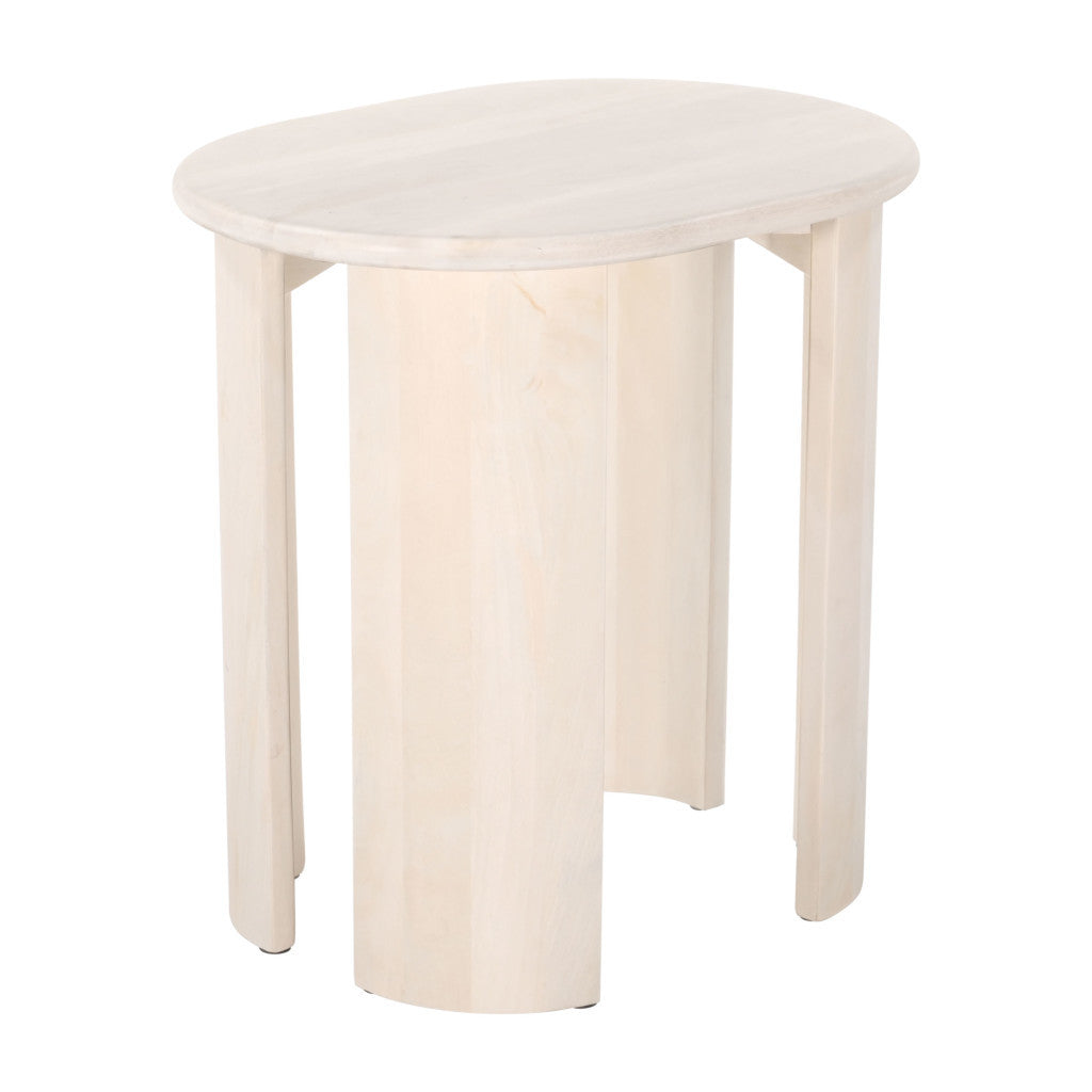 24" Natural Solid Wood Oval End Table-0