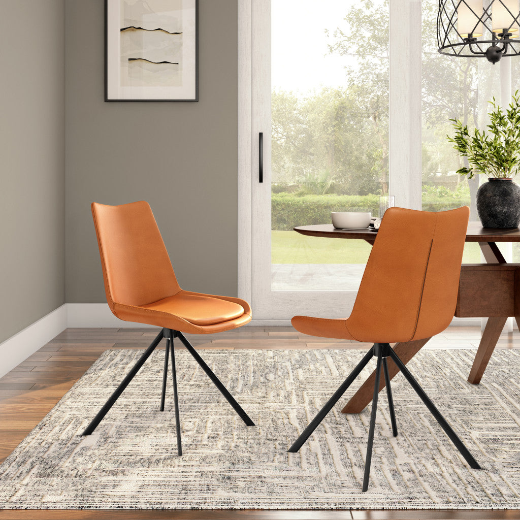 Orange And Black Faux Leather Dining Side Chair-8