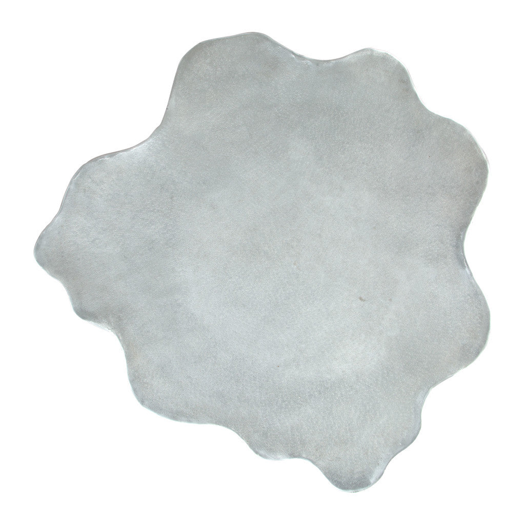 37" Silver Aluminum Free Form Solid Coffee Table-4