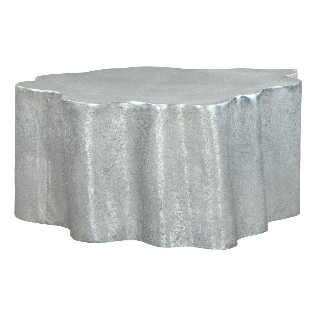 37" Silver Aluminum Free Form Solid Coffee Table-6