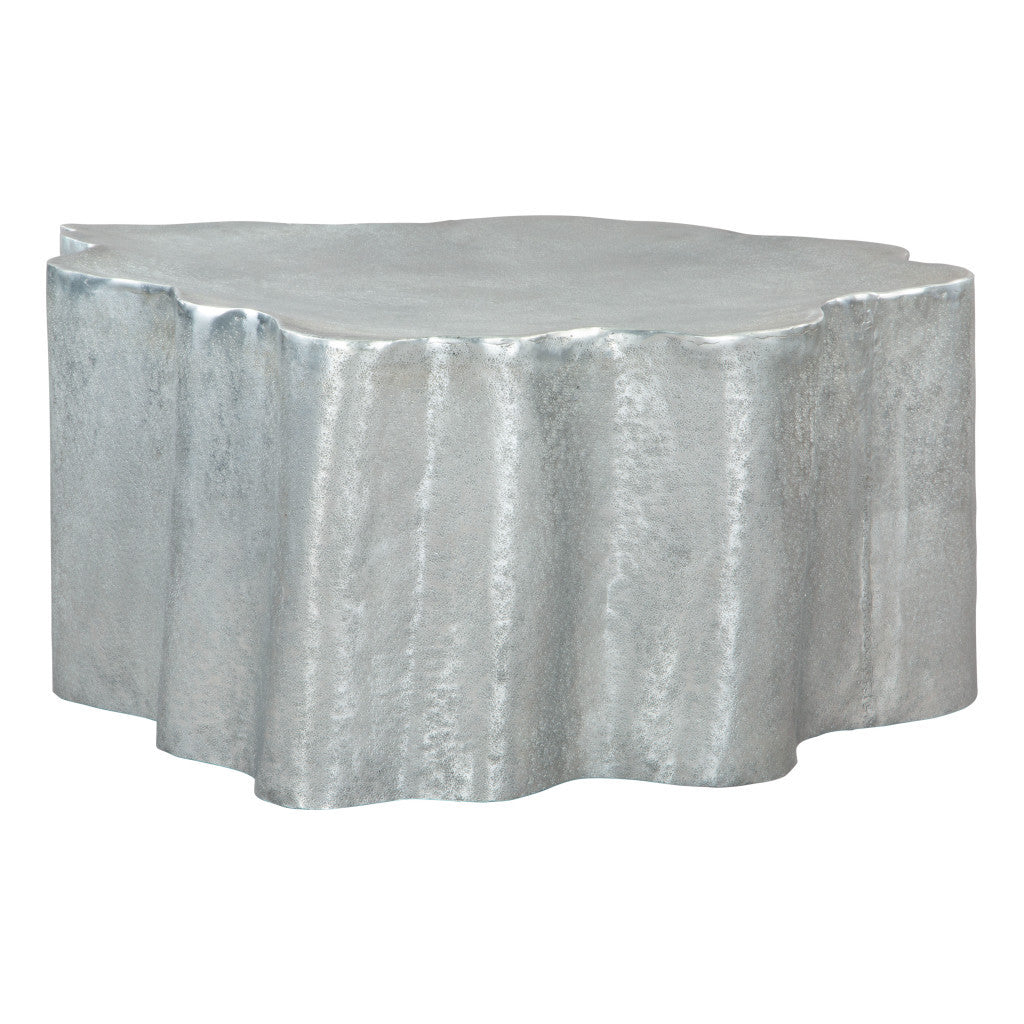37" Silver Aluminum Free Form Solid Coffee Table-1